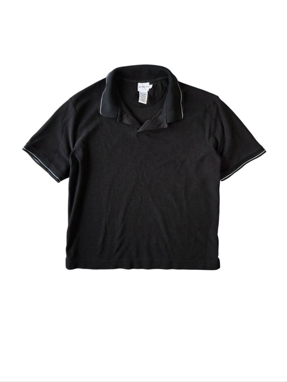 Vintage 90s Calvin Klein Black Polo Shirt Boxy Fit Preppy Retro Y2K Size Large